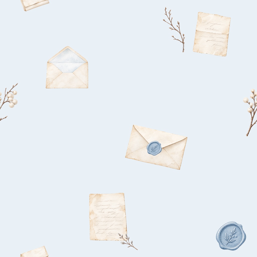 Antique Winter Letter|冬の手紙 水彩シームレスデジタルペーパー 6枚セット