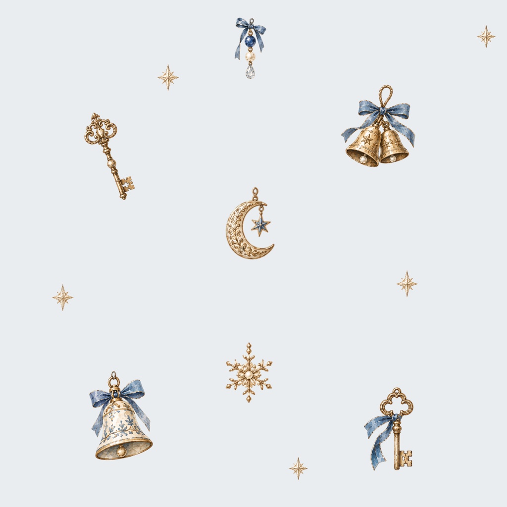 Blue Christmas Antique|青と金の水彩シームレスデジタルペーパー 6枚セット