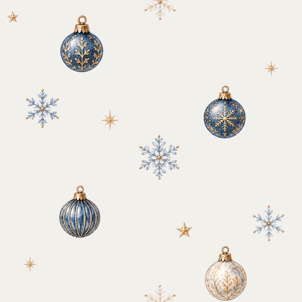 Blue Christmas Antique|青と金の水彩シームレスデジタルペーパー 6枚セット