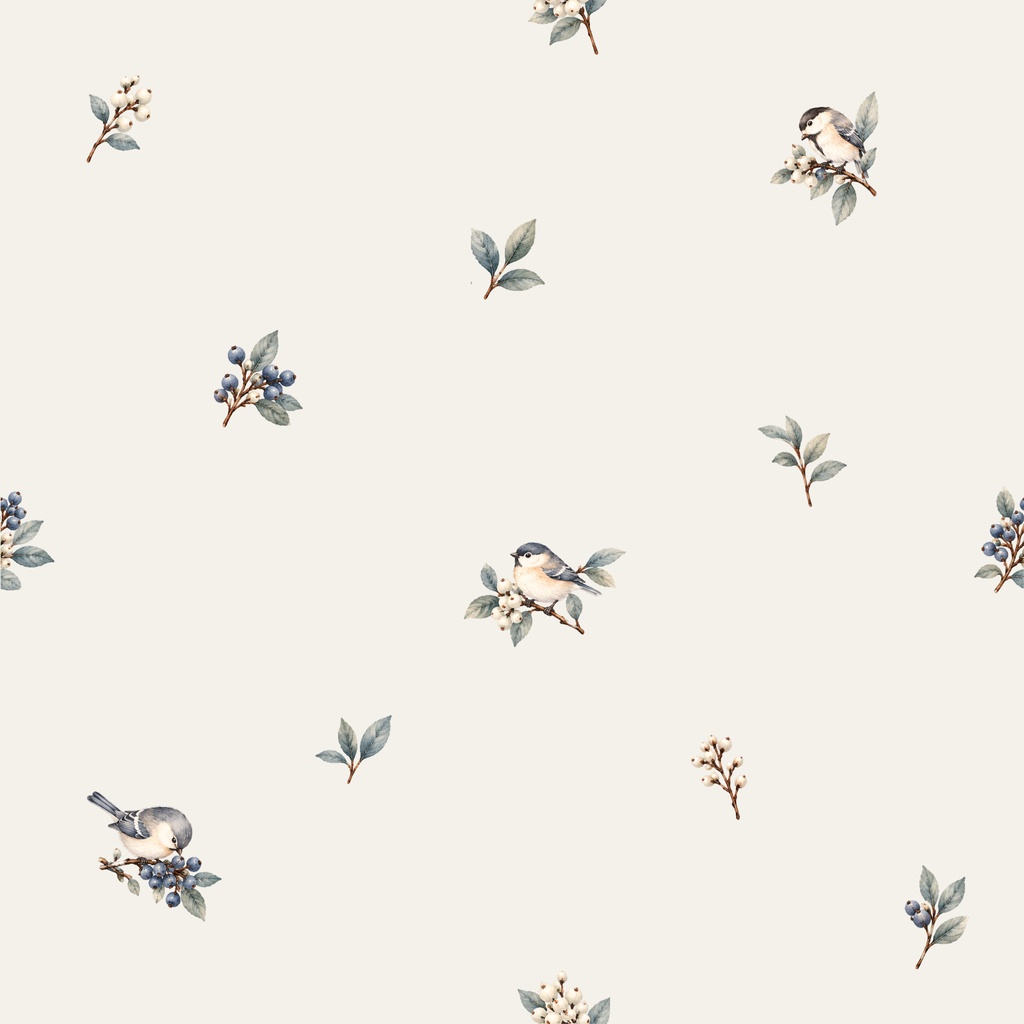 Winter Bird Garden|冬の小鳥と植物の水彩シームレスデジタルペーパー 6枚セット