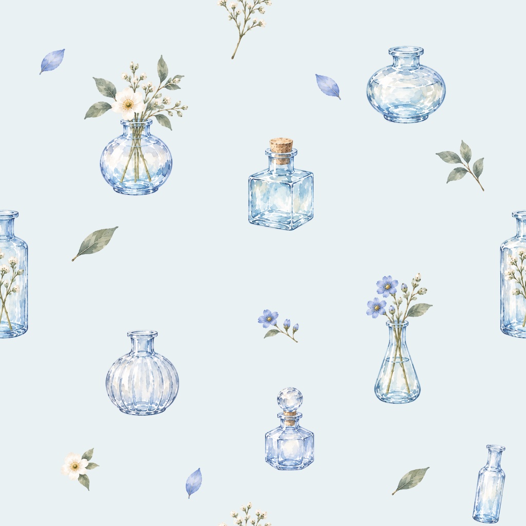 Blue Glass Collection|青いガラスと草花のデジタルペーパー 6枚セット