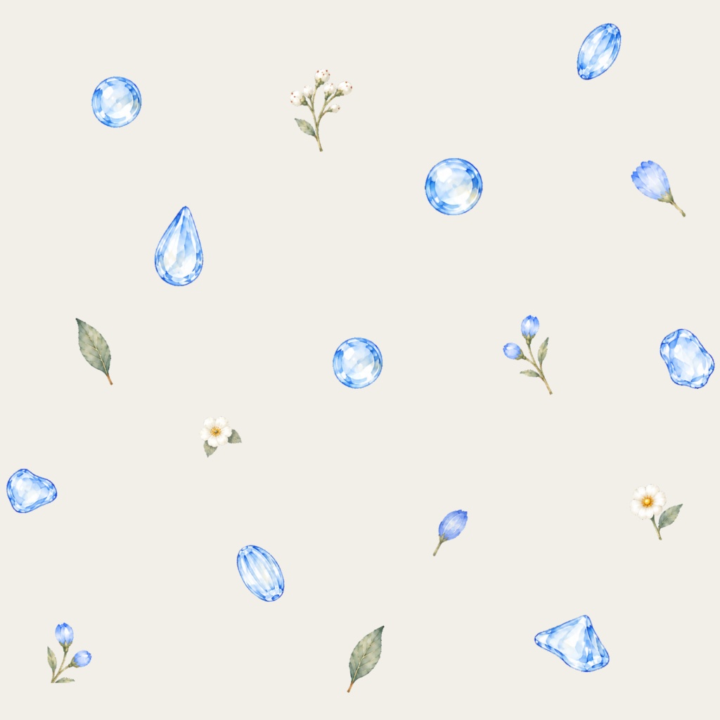 Blue Glass Collection|青いガラスと草花のデジタルペーパー 6枚セット