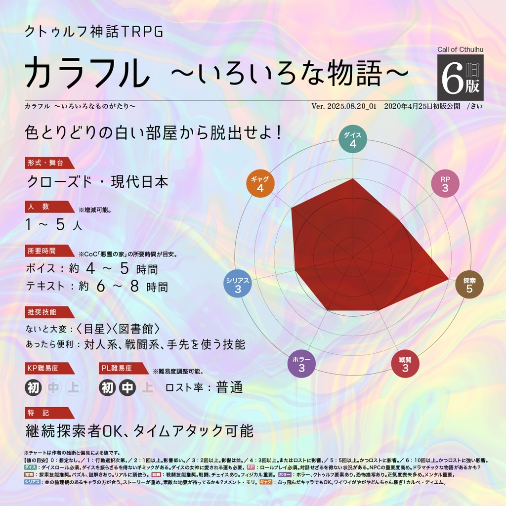 クトゥルフ神話TRPG カラフル 〜いろいろな物語〜 6版/旧版 SPLL:E191851