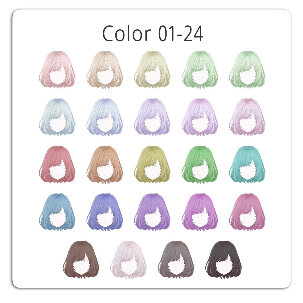HT02 【VRoid】Silky Glow (24 Colors) Hair Texture / 髪のテクスチャ
