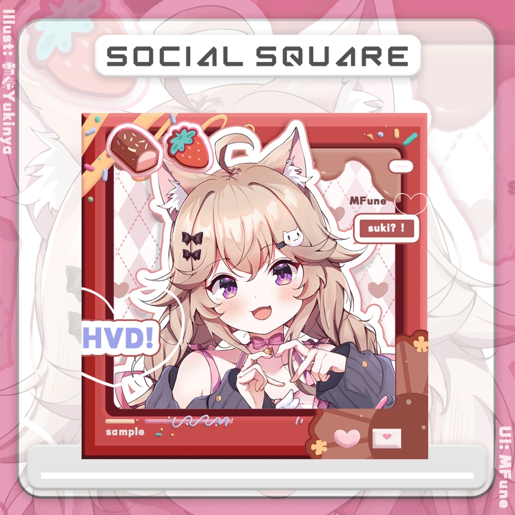 【バレンタイン】いちごチョコレート|サムネイル素材|キャラ紹介|アイコン枠|Vtuber向け|PNG · PSD · GIF