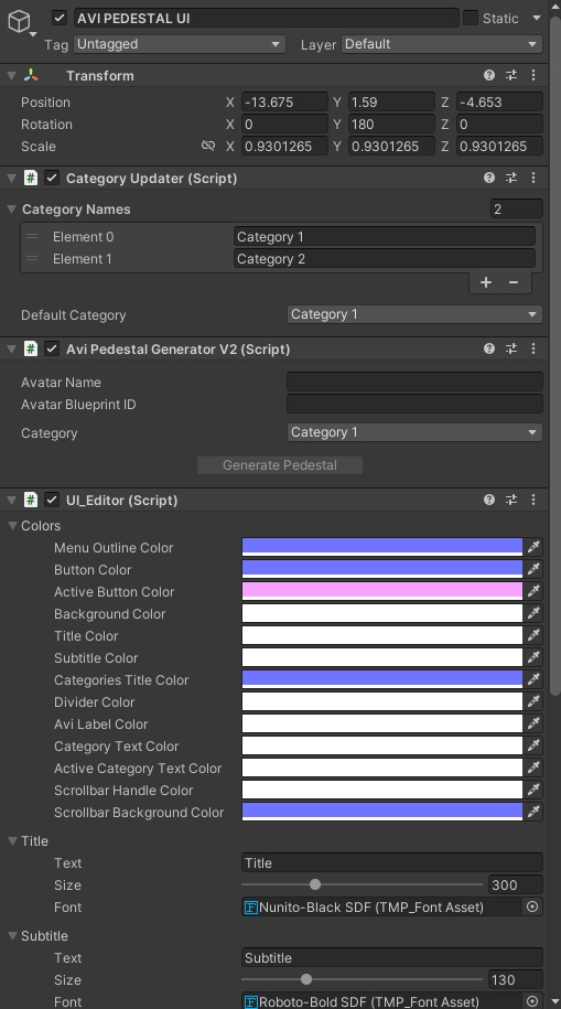 Fully Customizable Avatar Selection UI for Worlds, Easy Avi Menu Setup with Editor Scripts and UI Pedestals アバターメニュー