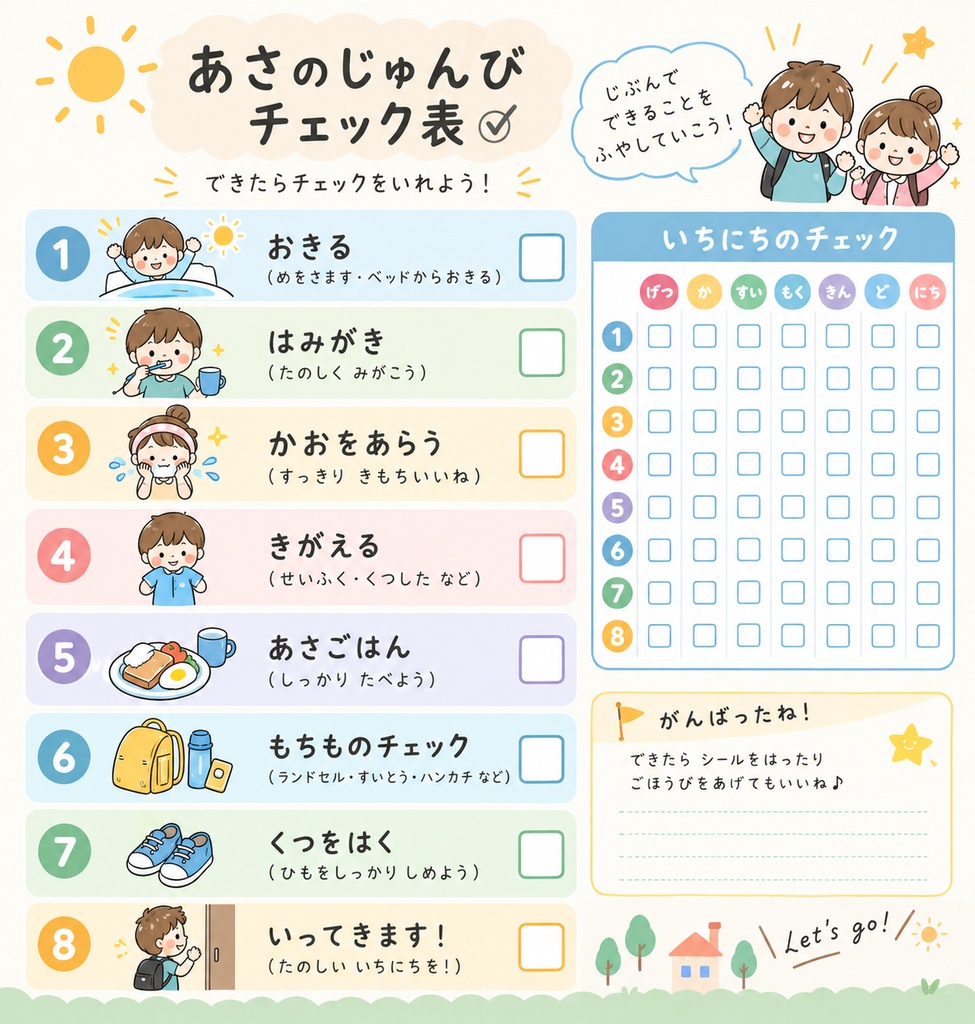 あさのじゅんびチェック表