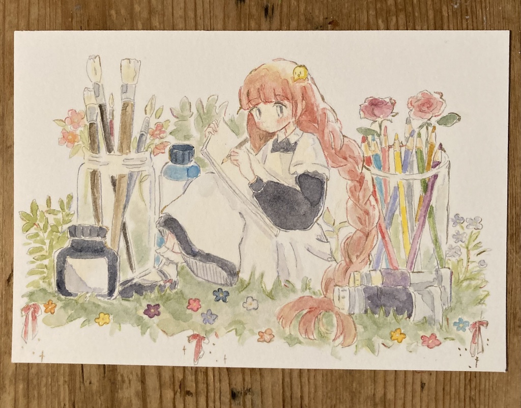 ハガキサイズ原画 画材ビネット