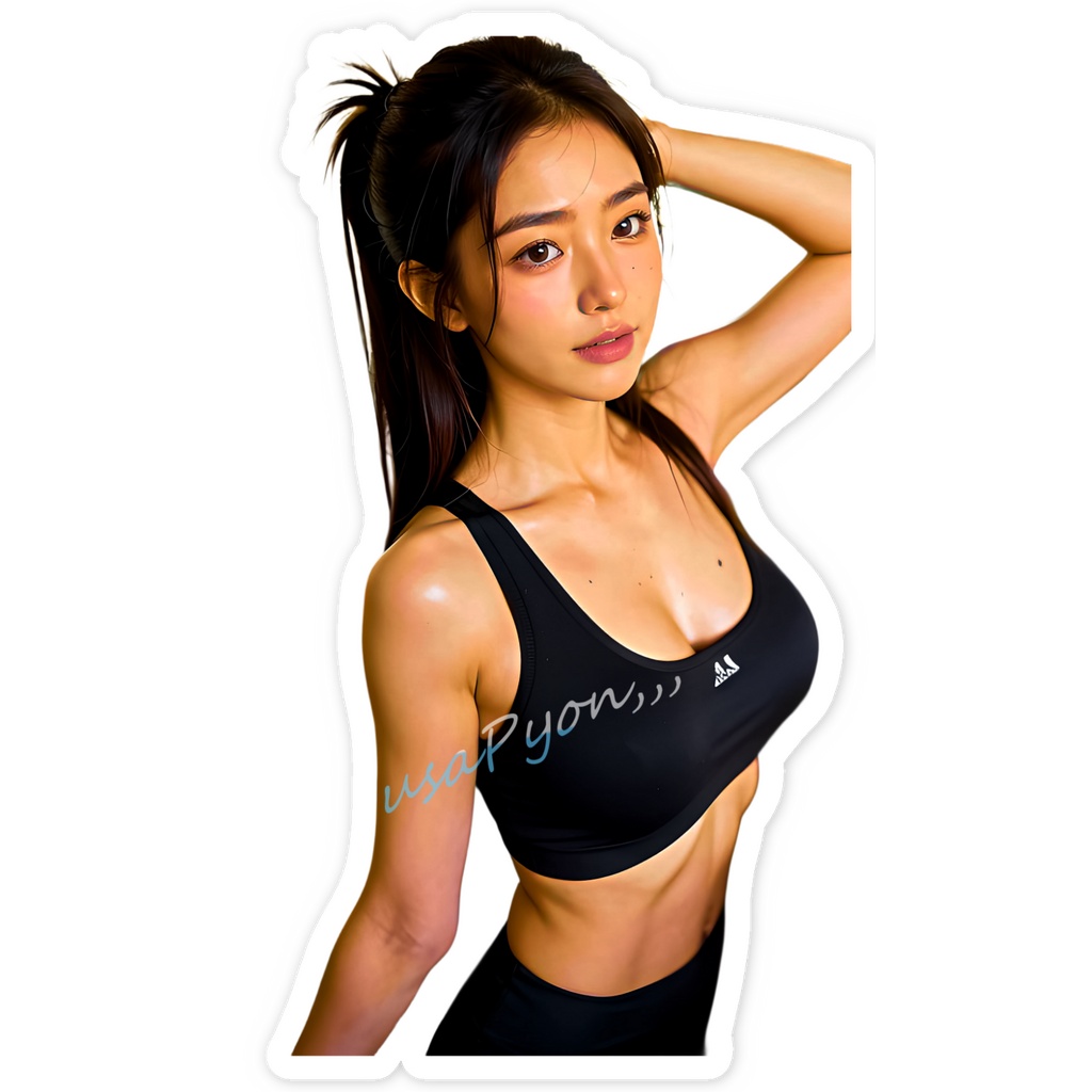 その辺りにいそうなオネイ様 フィットネスガール AI生成美女 An attractive woman you might see around—fitness girl—AI-generated beauty.