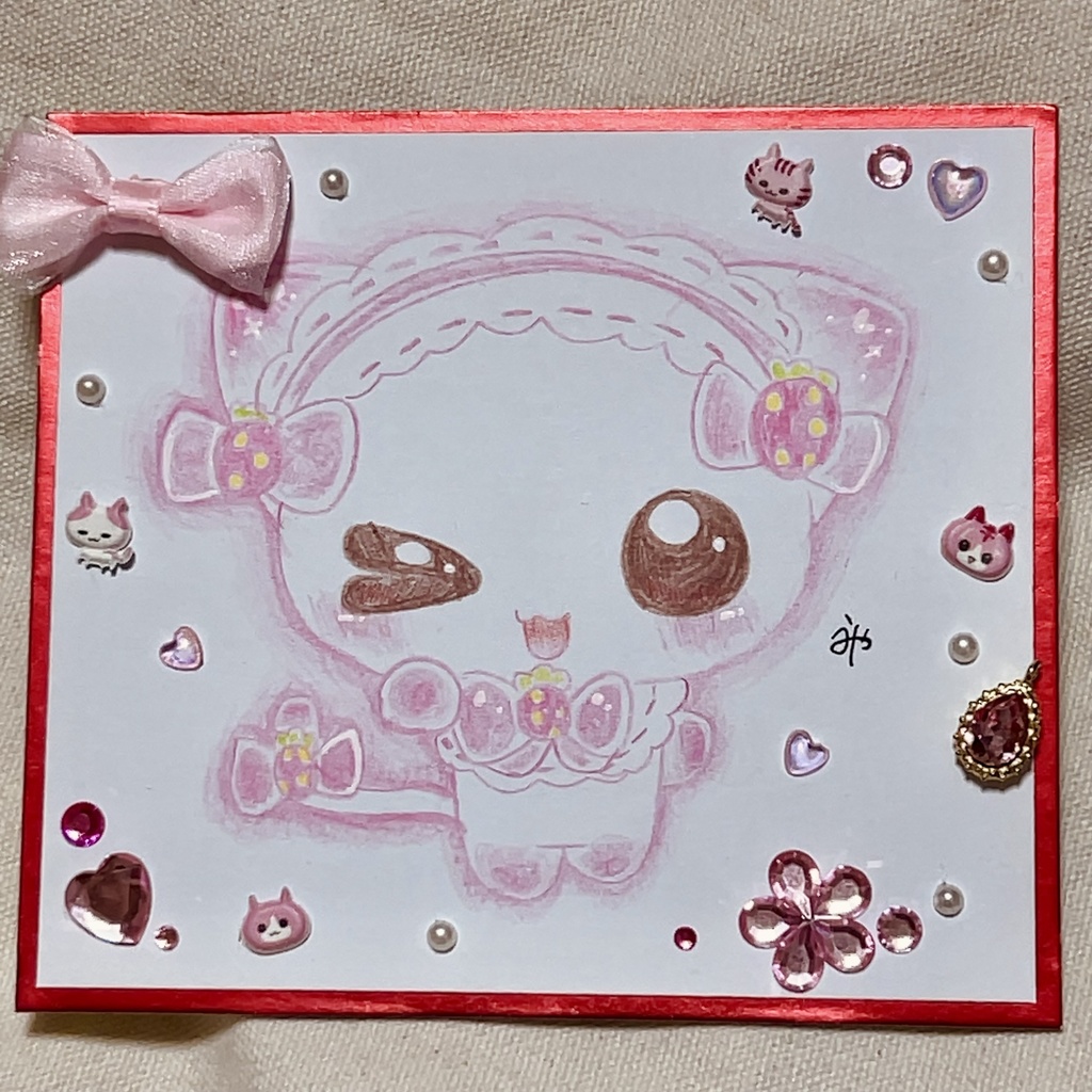 【色紙】女児ピンクねこ