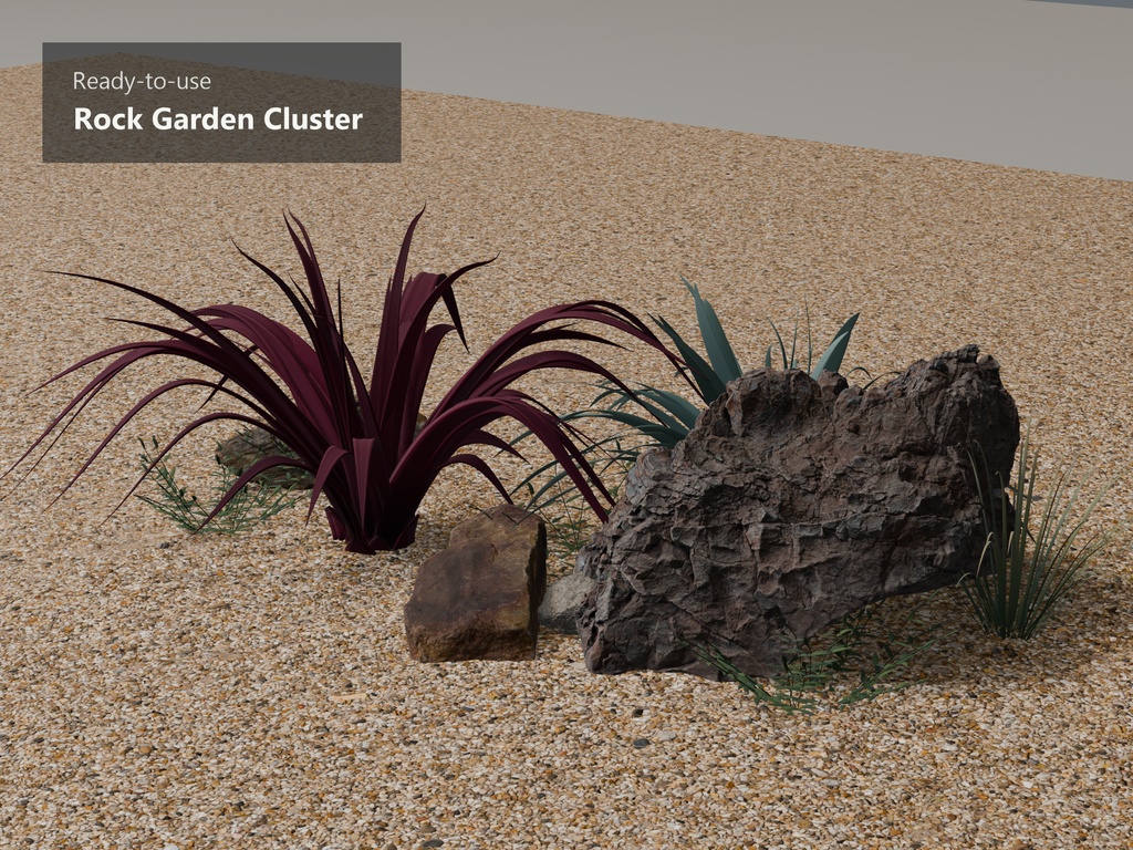 MN-011 Rock Garden Environment Pack|9 Models + Ready-to-use Cluster【Blender / Unity / VRChat PC