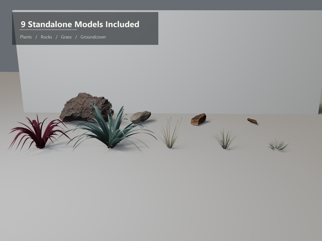 MN-011 Rock Garden Environment Pack|9 Models + Ready-to-use Cluster【Blender / Unity / VRChat PC