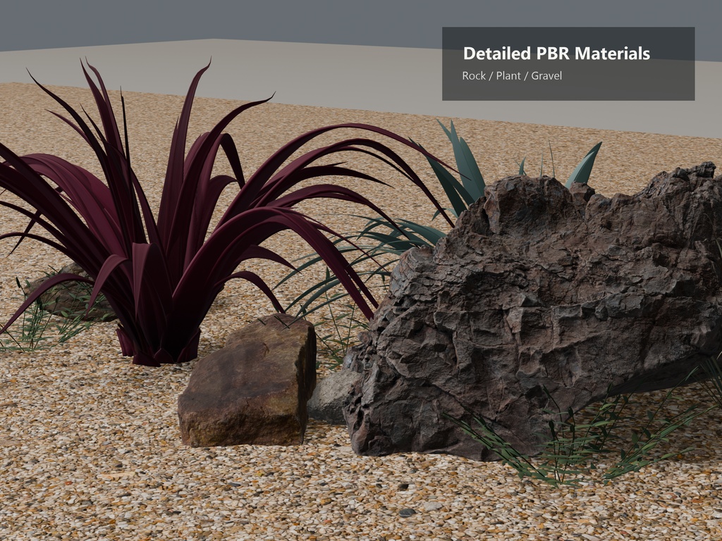 MN-011 Rock Garden Environment Pack|9 Models + Ready-to-use Cluster【Blender / Unity / VRChat PC