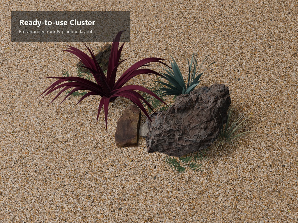 MN-011 Rock Garden Environment Pack|9 Models + Ready-to-use Cluster【Blender / Unity / VRChat PC