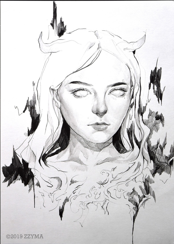 「Don't Waste Your Evil」鉛筆原画