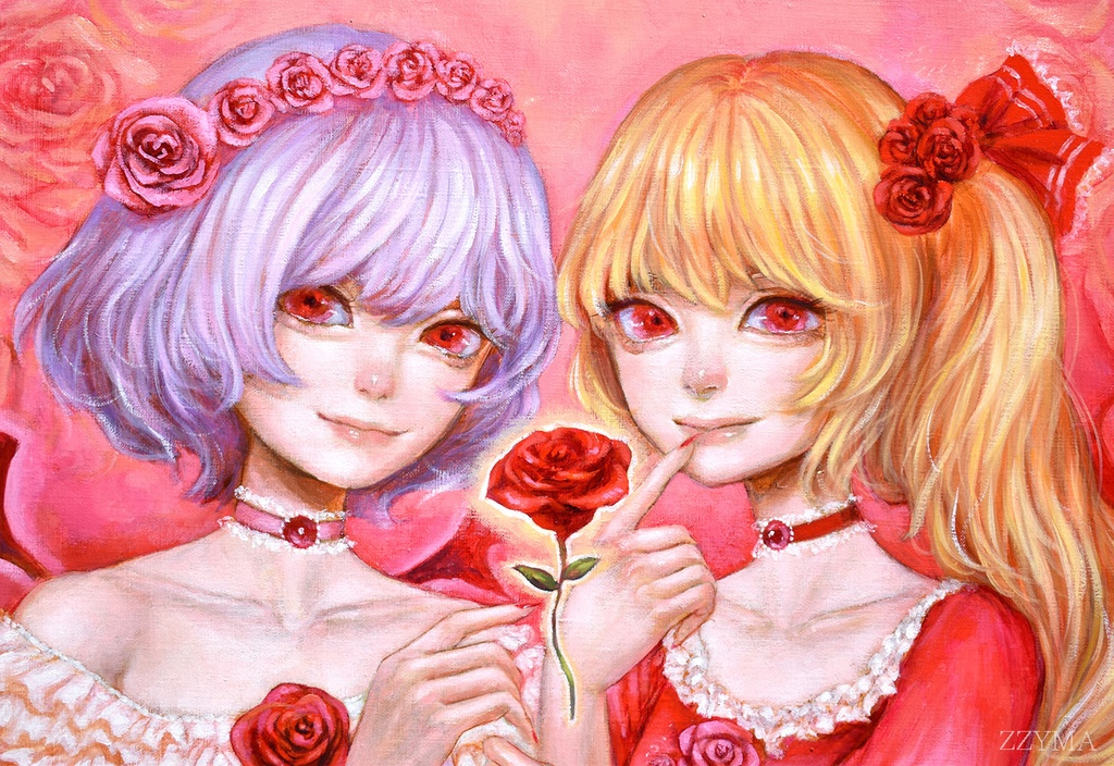 油彩原画「薔薇の姉妹」