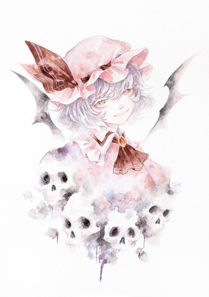 東方原画「レミリアと髑髏」