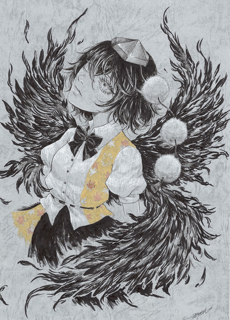 東方原画「射命丸文」ペン画