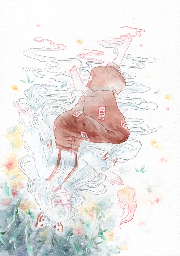 東方原画「藤原妹紅と蓬莱山輝夜」