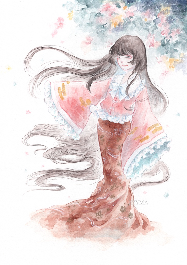 東方原画「藤原妹紅と蓬莱山輝夜」