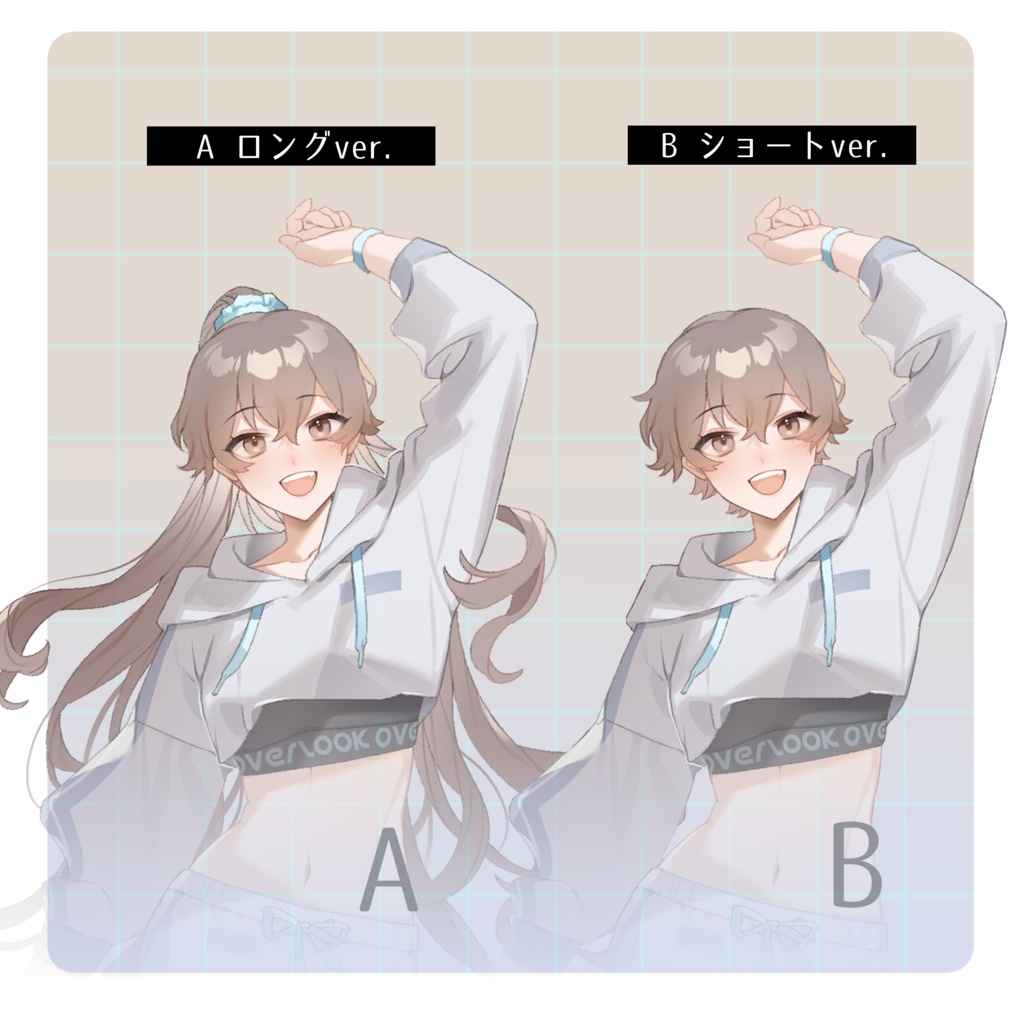 立ち絵素材15【女性】表情差分7種/髪型差分