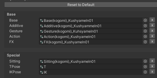 こごみのAnimatorをいい具合にするセット