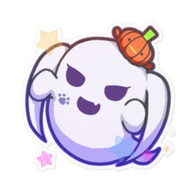 【はろうぃんおばけver】ステッカー - 100 x 100 (mm) - ホワイト