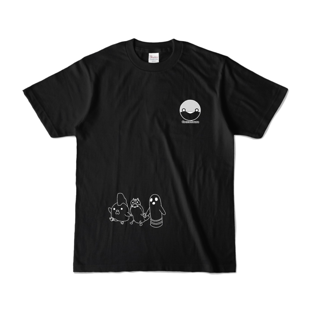 【シャツ黒ｘ白ライン】奏月ここキャラクターズ　 カラーTシャツ -- S ～XL【受注生産】