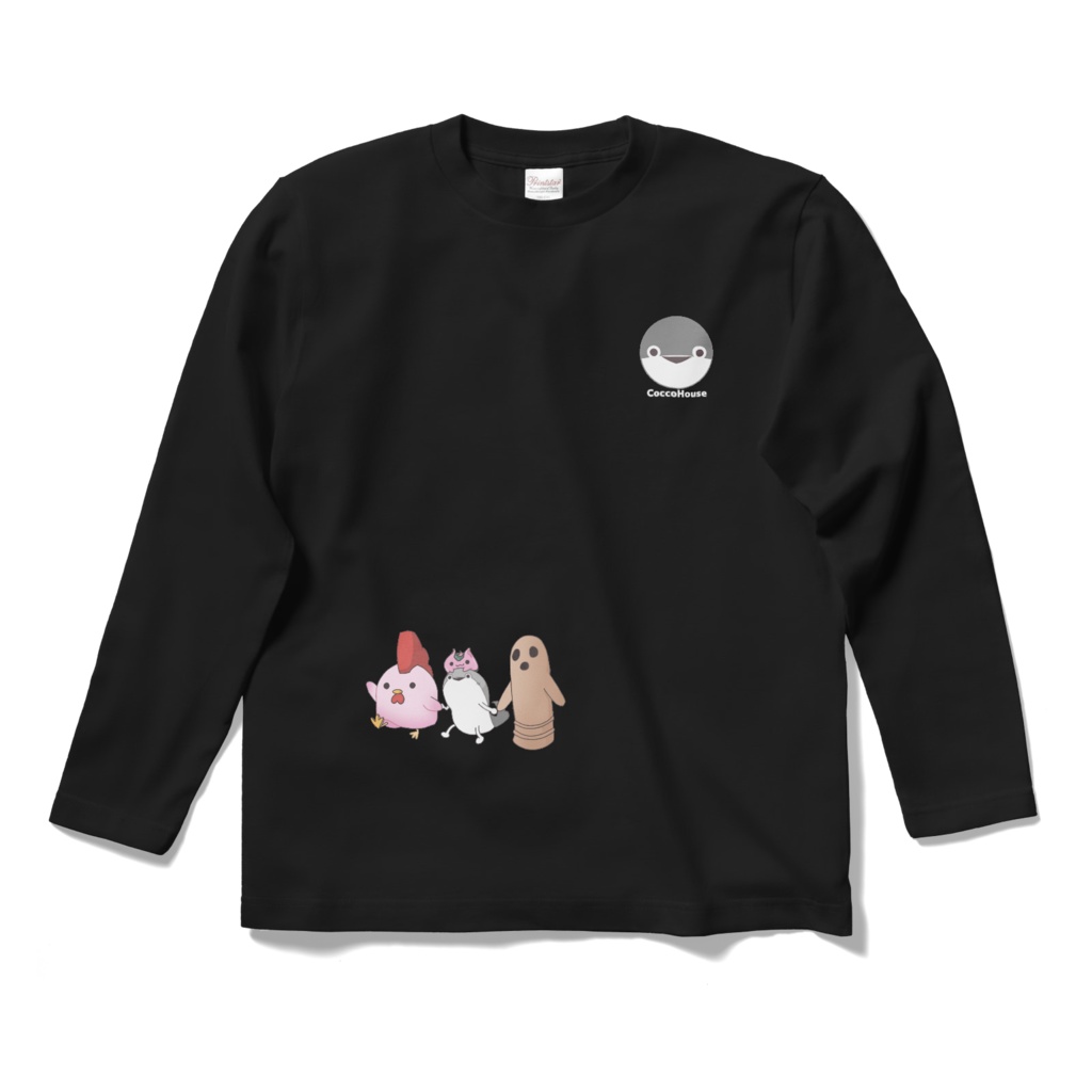 【シャツ黒ｘカラーライン】奏月ここキャラクターズ　ロングスリーブTシャツ - S ～XL【受注生産】
