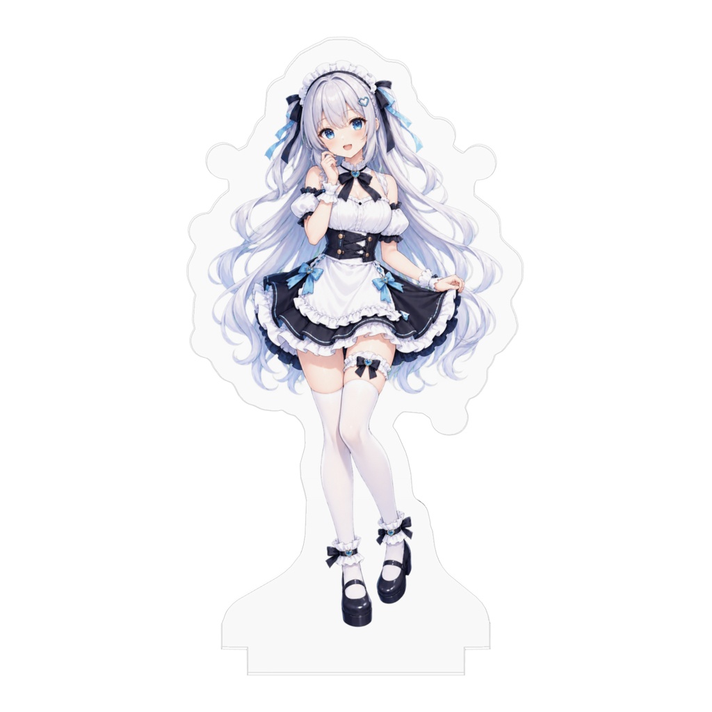 【白雪ミレイ】オリジナルメイド アクリルフィギュア|白銀髪×青い瞳