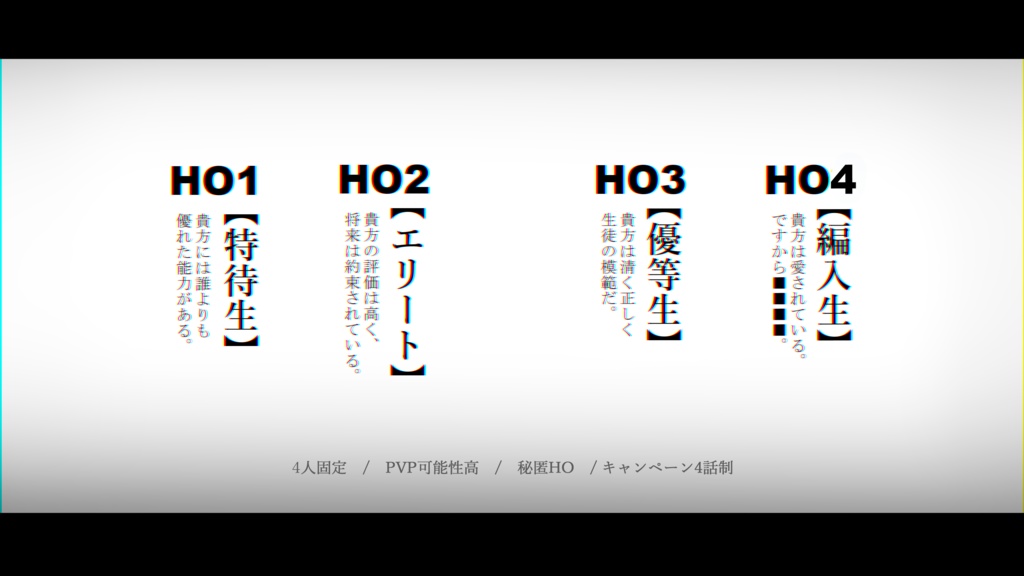【COC】それは誰かの幸福論。【秘匿4PL】SPLL:E109461