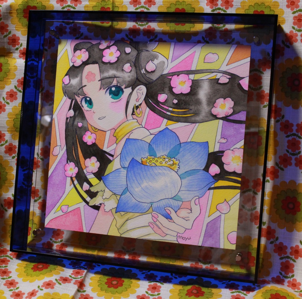 【額装済原画】極楽の青い蓮