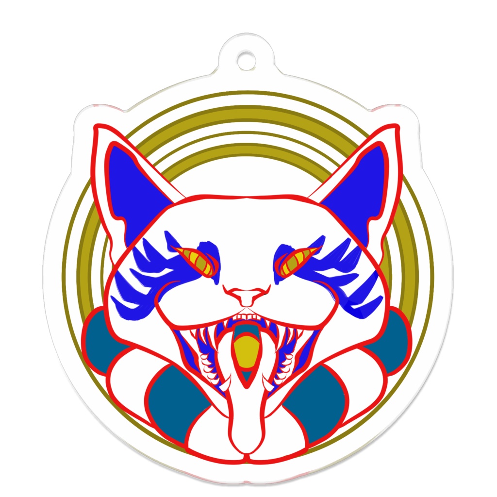 咆哮の青！猫神様アクリルキーホルダー
