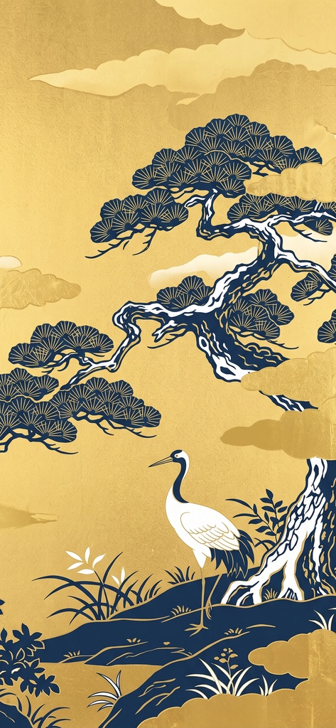 風水 八宅派の「伏位」の方位|竹と松の絵5枚と解説のセット(A4・A3 相当の印刷用PDF+スマホ壁紙)(絵は AI 生成)