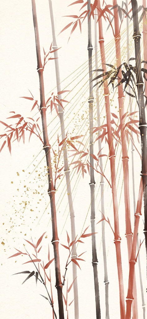 風水 八宅派の「伏位」の方位|竹と松の絵5枚と解説のセット(A4・A3 相当の印刷用PDF+スマホ壁紙)(絵は AI 生成)