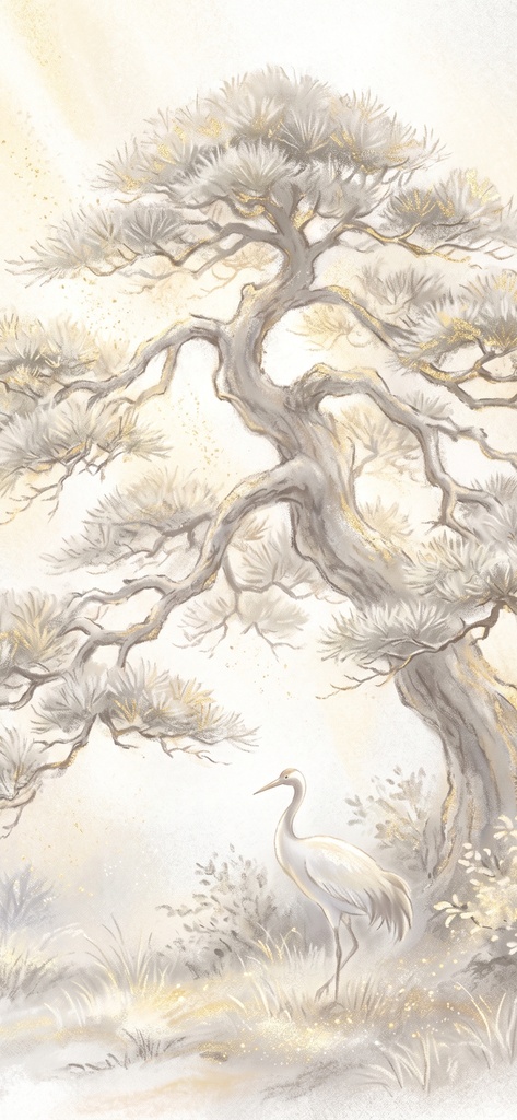 風水 八宅派の「伏位」の方位|竹と松の絵5枚と解説のセット(A4・A3 相当の印刷用PDF+スマホ壁紙)(絵は AI 生成)