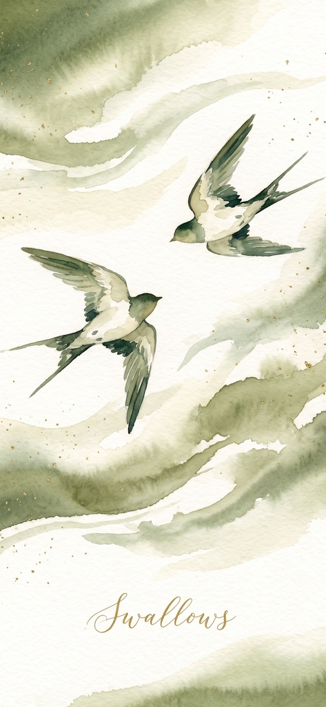 風水 八宅派の「延年」の方位|魚と小鳥の絵5枚と解説のセット(A4・A3 相当の印刷用PDF+スマホ壁紙)(絵は AI 生成)