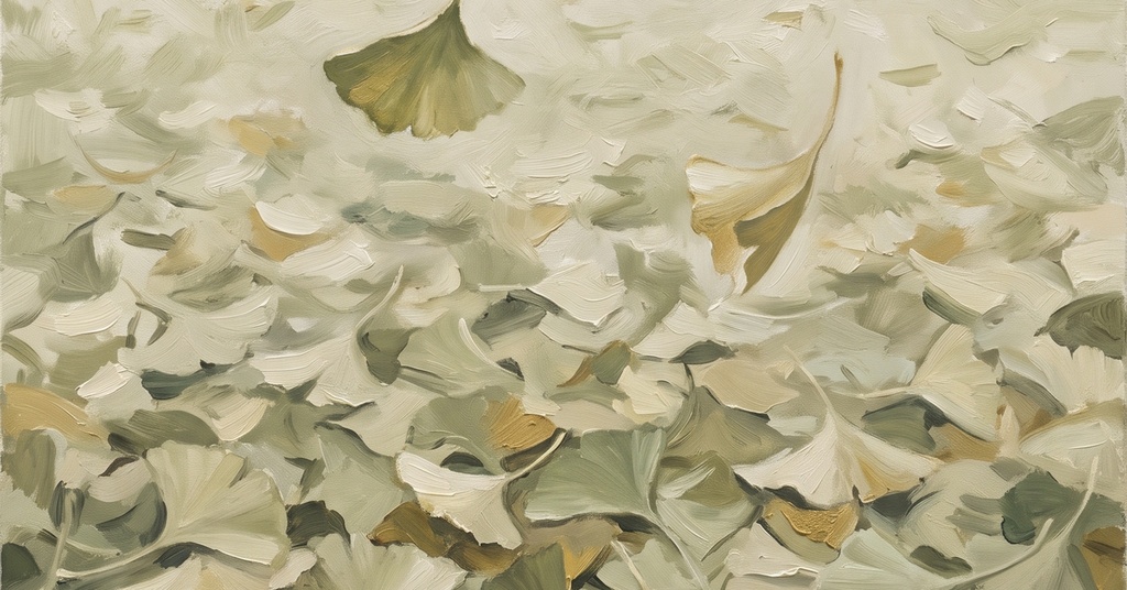 風水 八宅派の「伏位」の方位|銀杏・もみじ・雨粒の葉の絵6枚と解説のセット(A4・A3 相当の印刷用PDF+スマホ壁紙)(絵は AI 生成)