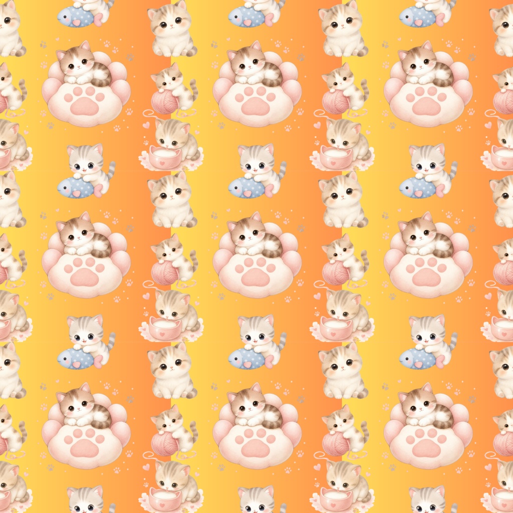 デフォルメ猫 デジタルペーパー デジタルシームレスペーパー