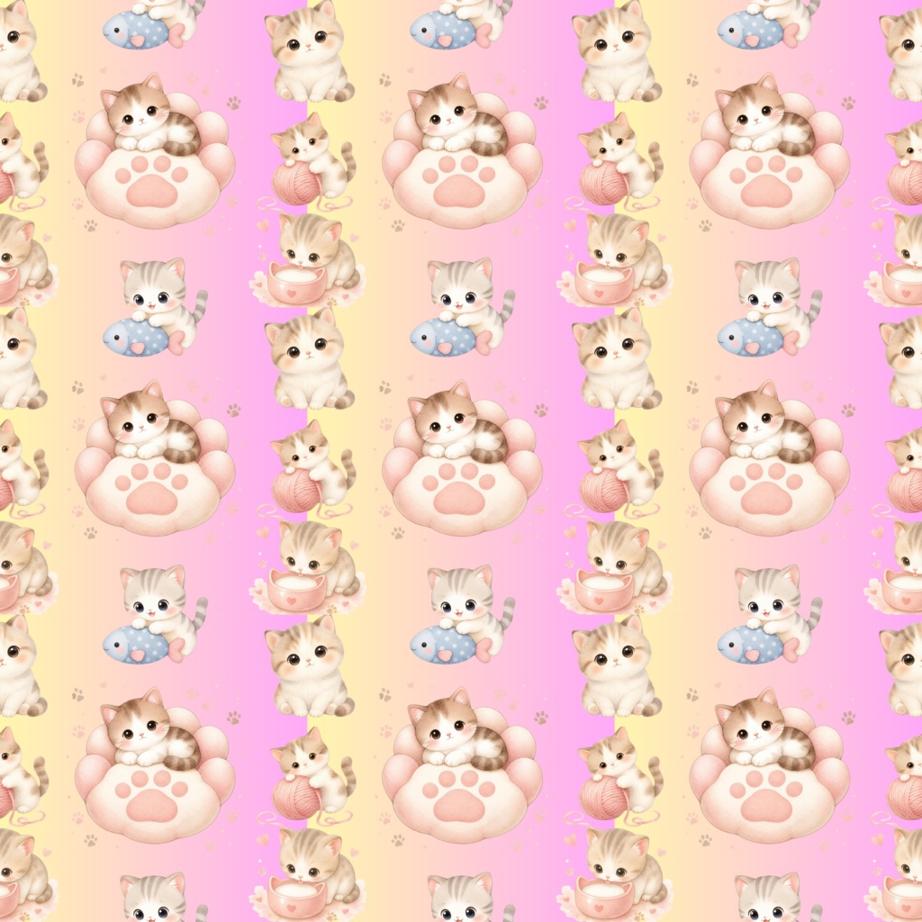 デフォルメ猫 デジタルペーパー デジタルシームレスペーパー