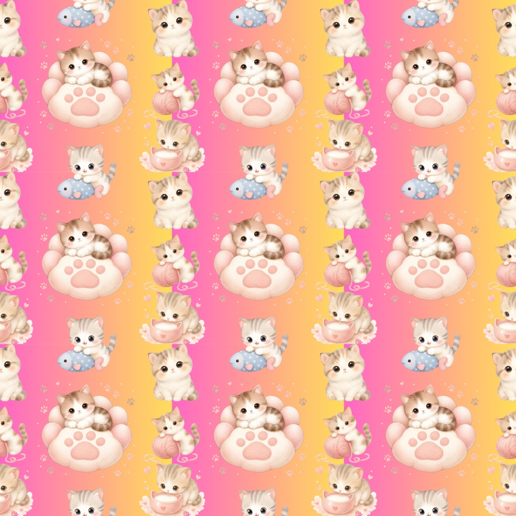 デフォルメ猫 デジタルペーパー デジタルシームレスペーパー