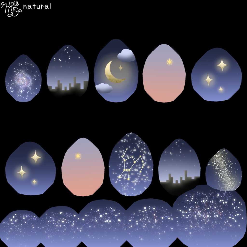 【MDollnail対応】凍てつく星空ネイル【マテリアルのみ】