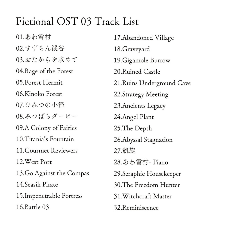 なぐもりずの音楽室 音楽素材集Vol.6『Fictional OST 03』