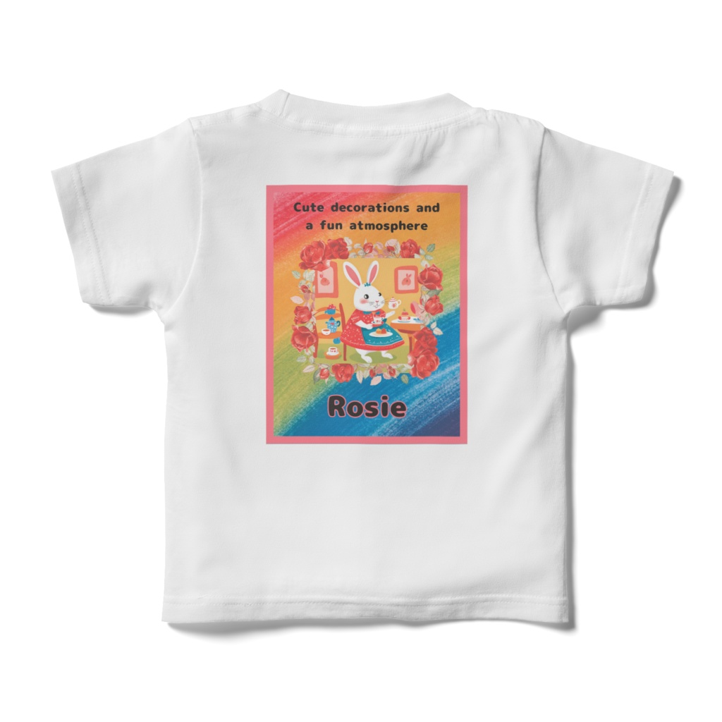 キッズTシャツ  100cm－背面　T-shirt 　お茶会シリーズ　Tea party series　ロージー　Rosie