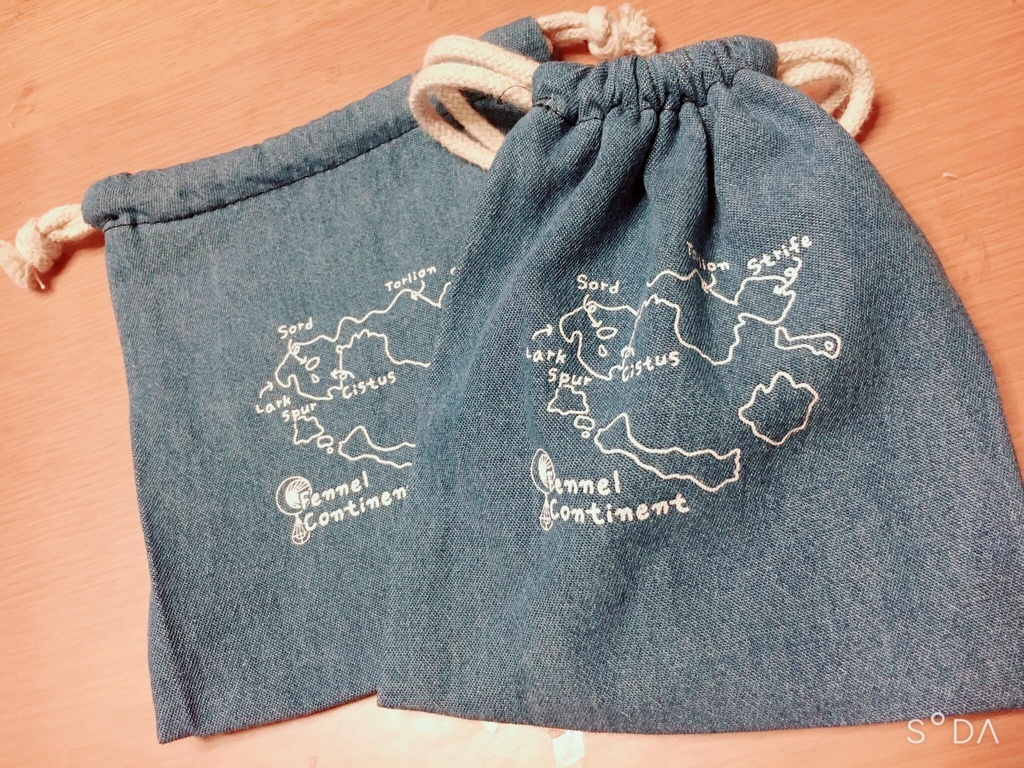 フェンネル大陸デニム巾着