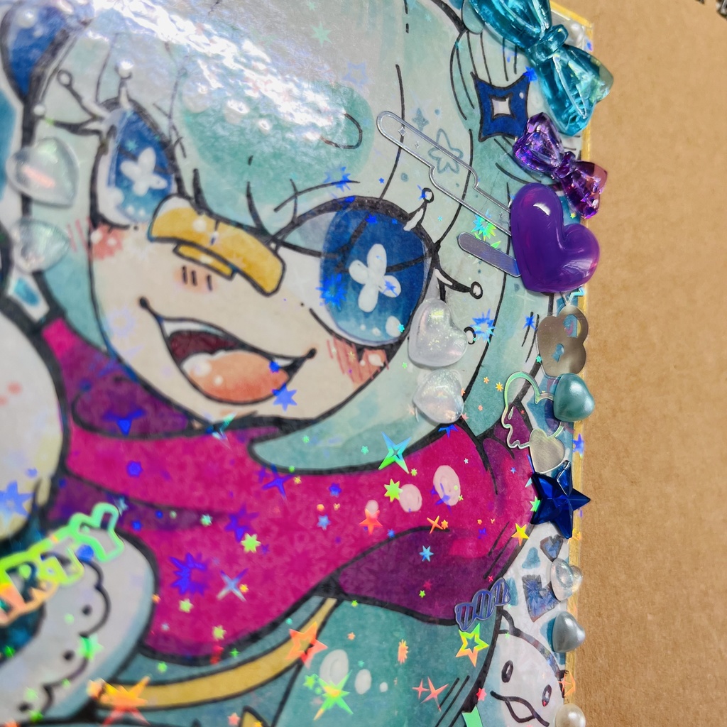 ホログラム入り手描き色紙/もる