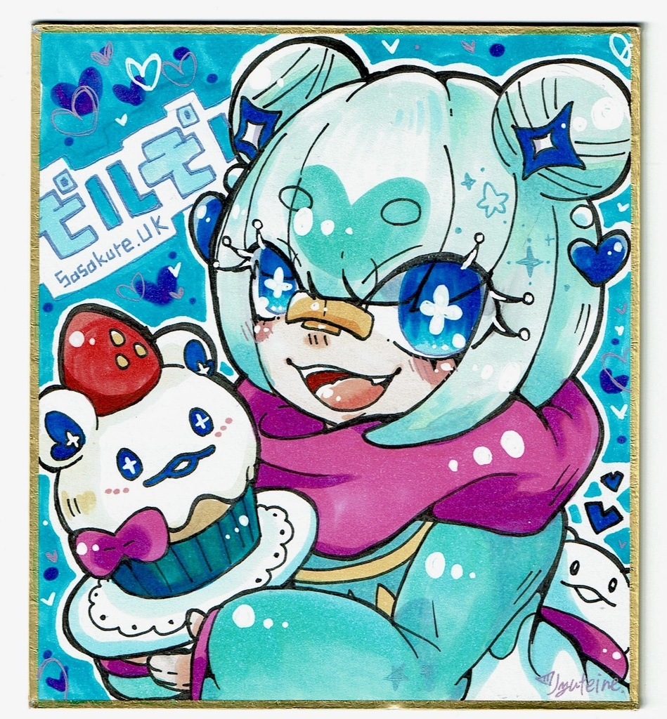 ホログラム入り手描き色紙/もる