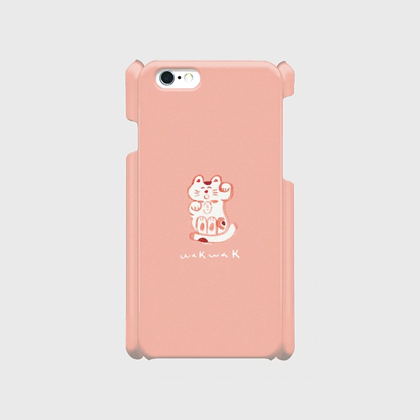 わくわく招き猫 (ピンク)/ スマホケース iPhone6 / 6s