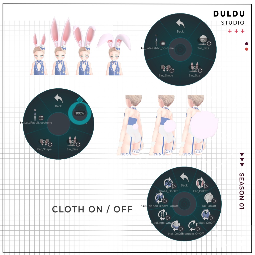 【3アバター対応】Late Rabbit - Bunny Outfit Style -【VRChat向け3D衣装】