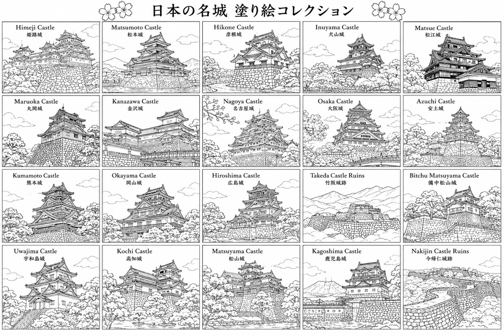 お城　塗り絵　Discover the Joy of Coloring!